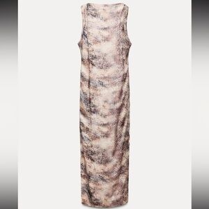 Zara Backless Snake Print Dress - Cream and Brown